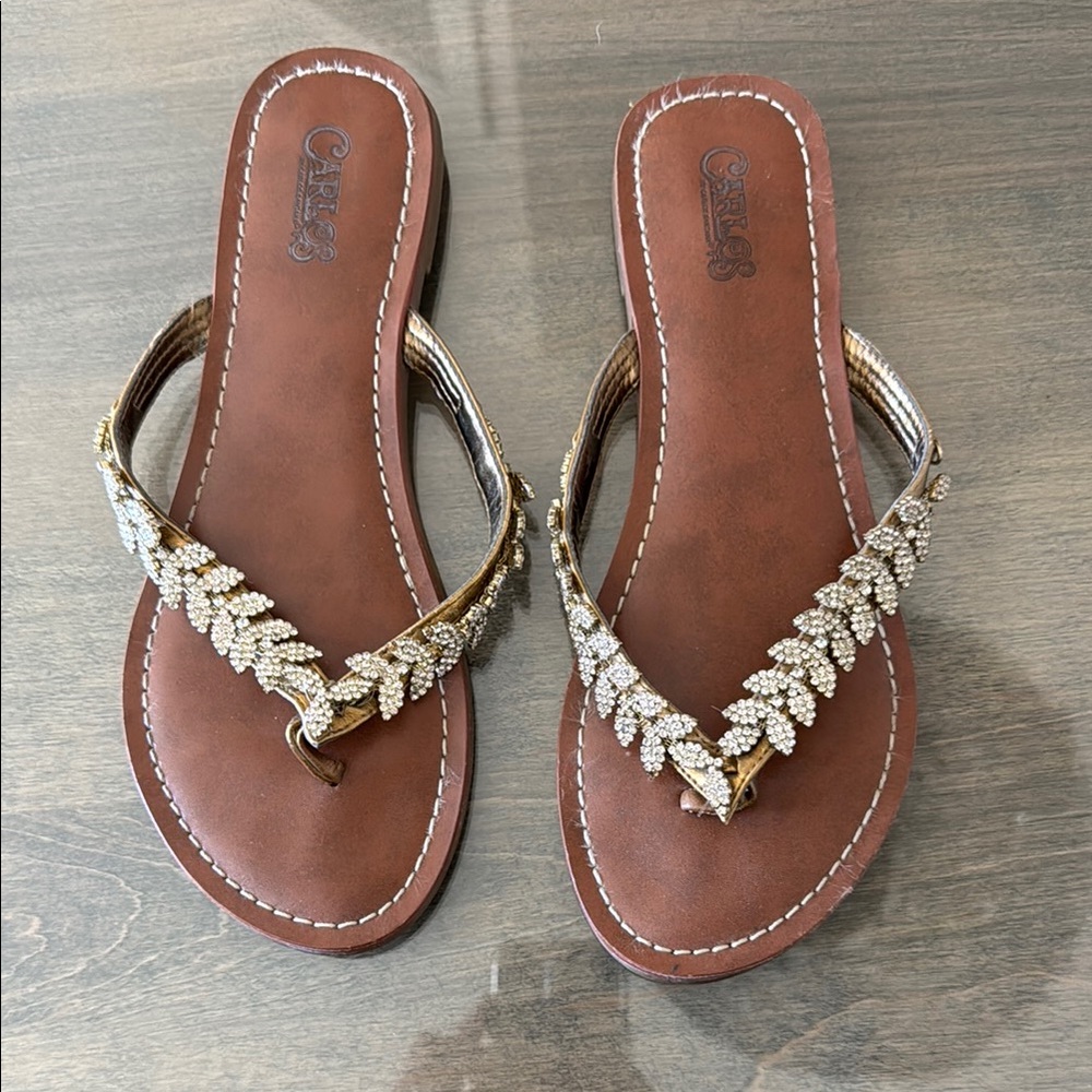 Carlos by Carlos Santana  Women's Brown Sandals with stone  Accents